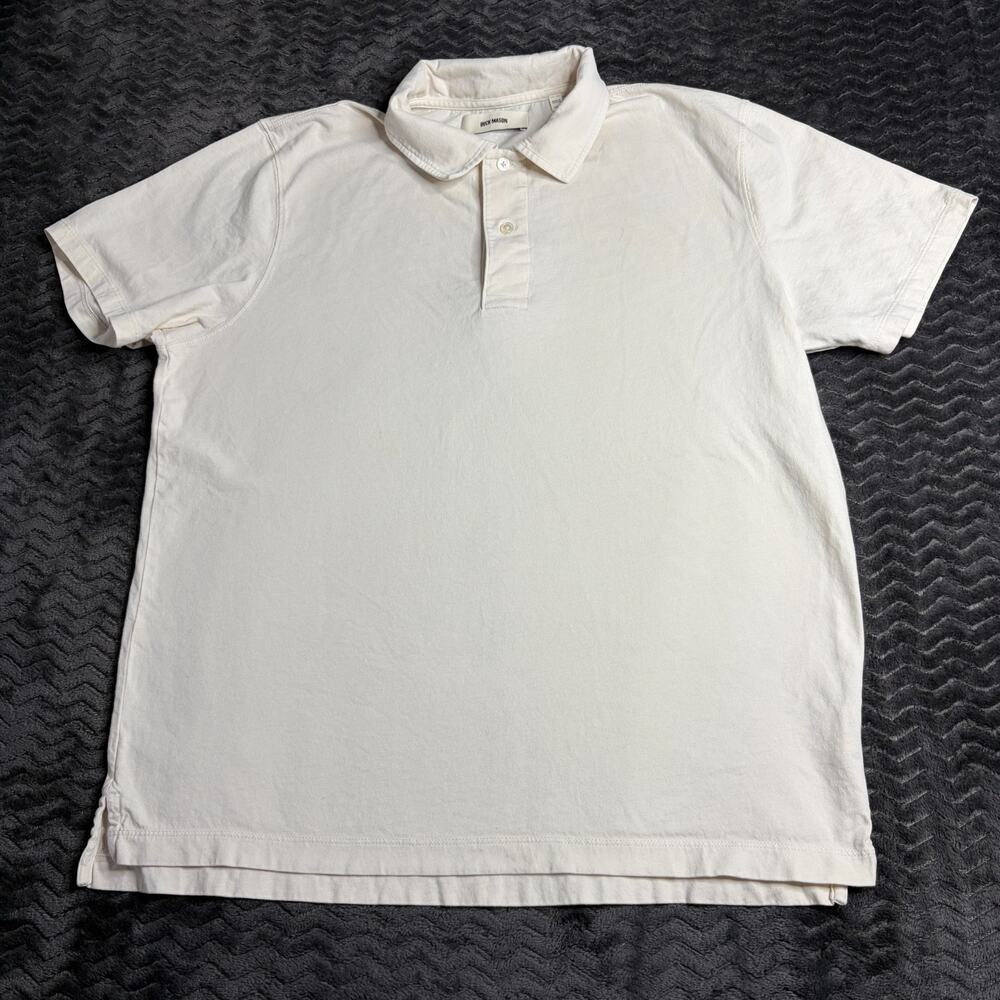 Buck Mason natural Venice Wash Sueded Cotton Polo Size L Short Sleeve